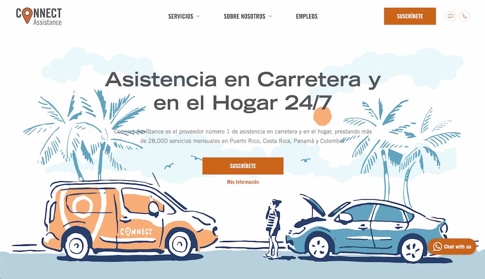 An screenshot of a Connect Assistance website